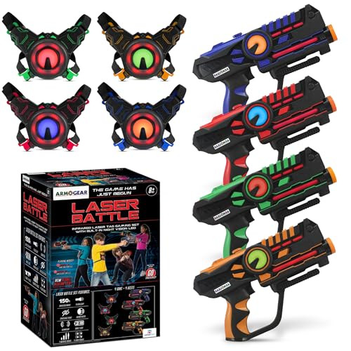 ArmoGear Laser Tag Guns with Vests Set of 4 Multi Player Laser Tag Set for Kids Toy for Teen Boys and Girls Indoor and Outdoor Game for Kids, Adults and Family - Boys and Girls Gift, Ages 8 and Above | Amazon (US)