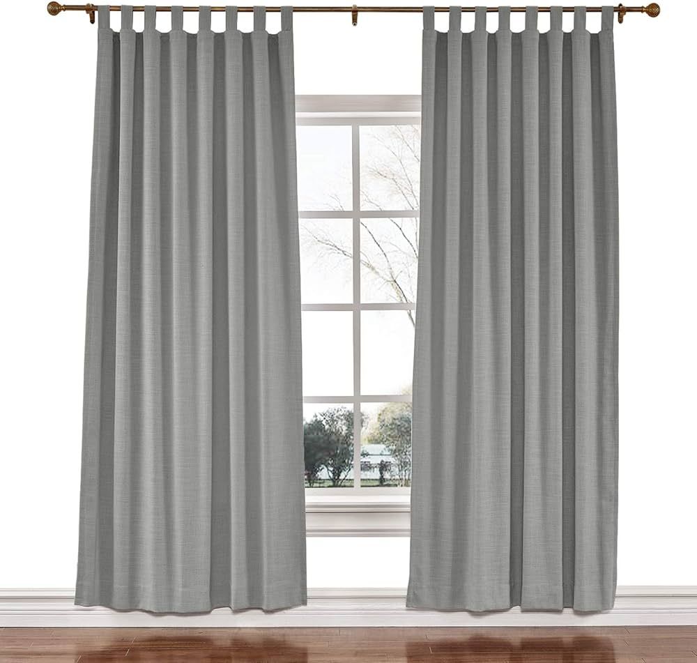 TWOPAGES 52 W x 84 L inch Tab Top Darkening Drapes Liz Faux Linen Curtains Drapery Panel for Livi... | Amazon (US)