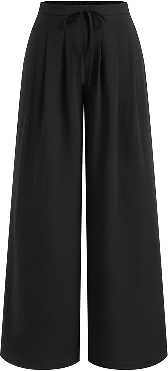 CIDER Wide Leg Pants for Women Palazzo Drawsting Elastic High Waisted Knotted Pleated Comfy Casua... | Amazon (US)