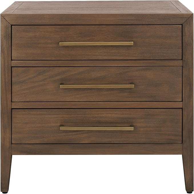 SAFAVIEH Couture Home Collection Ariella Brown 3-Drawer Wood Nightstand Table (Fully Assembled) | Amazon (US)
