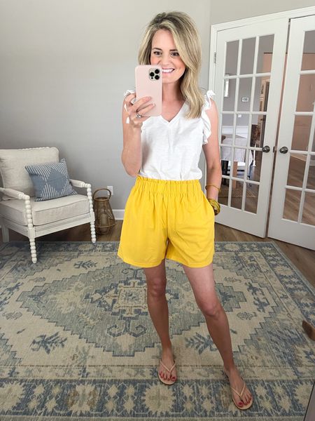 I am a total shorts girl during the summer and this color has been standing out to me.  These shorts have an elastic waistband all the way around and I love that they are not too short.  Paired with the best cotton, ruffle top for summer! 

#LTKunder50 #LTKSeasonal #LTKstyletip