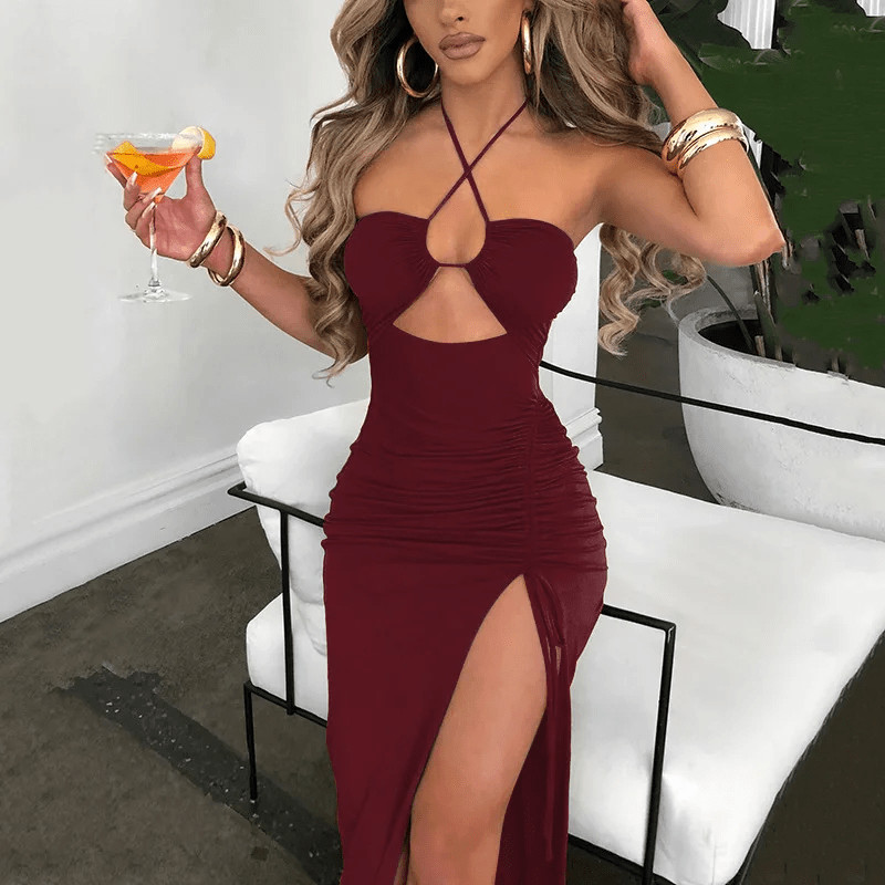 Vestido Sin Mangas Sexy Para Mujer, Ropa De Verano Casual, Elegante Y Con Espalda Descubierta, Diseño Con Abertura Lateral, De Corte Ajustado Para Fiestas | SHEIN