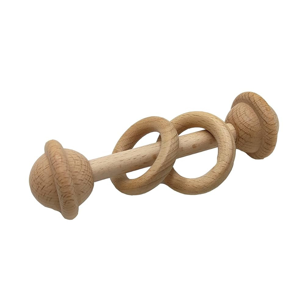 1pcs Beech Wood Ring Rattle Teether Chew Wooden Beads Rattling Teething Gym Montessori Toys Educa... | Amazon (US)