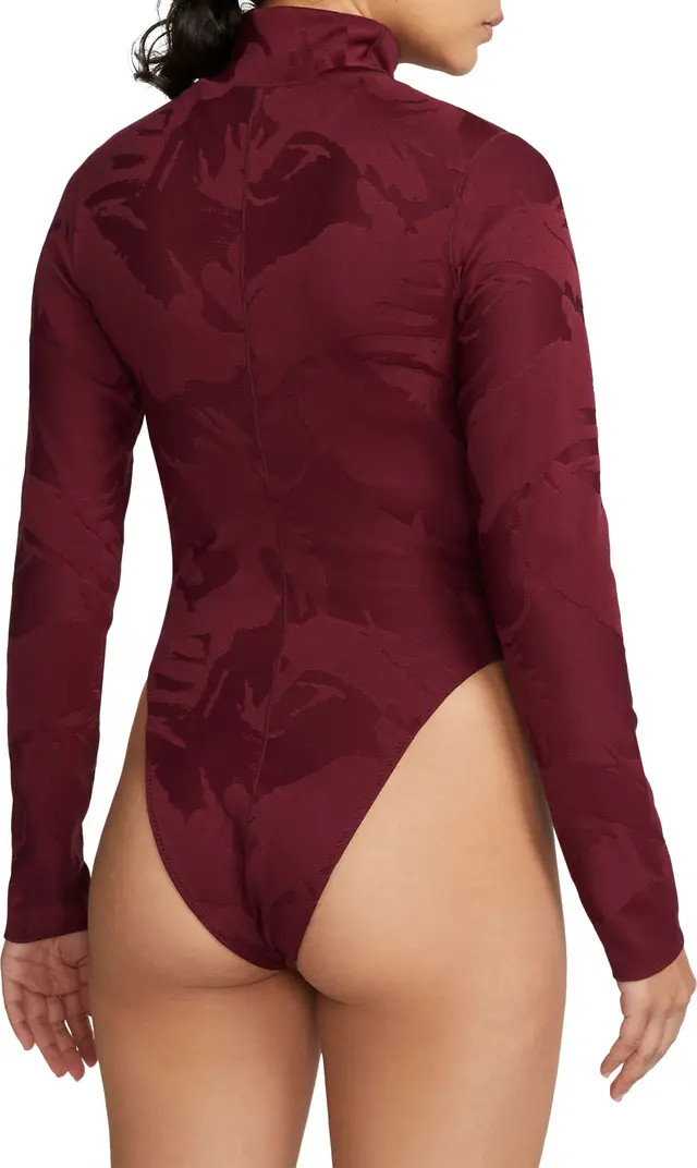Dri-FIT Mock Neck Long Sleeve Jacquard Bodysuit | Nordstrom