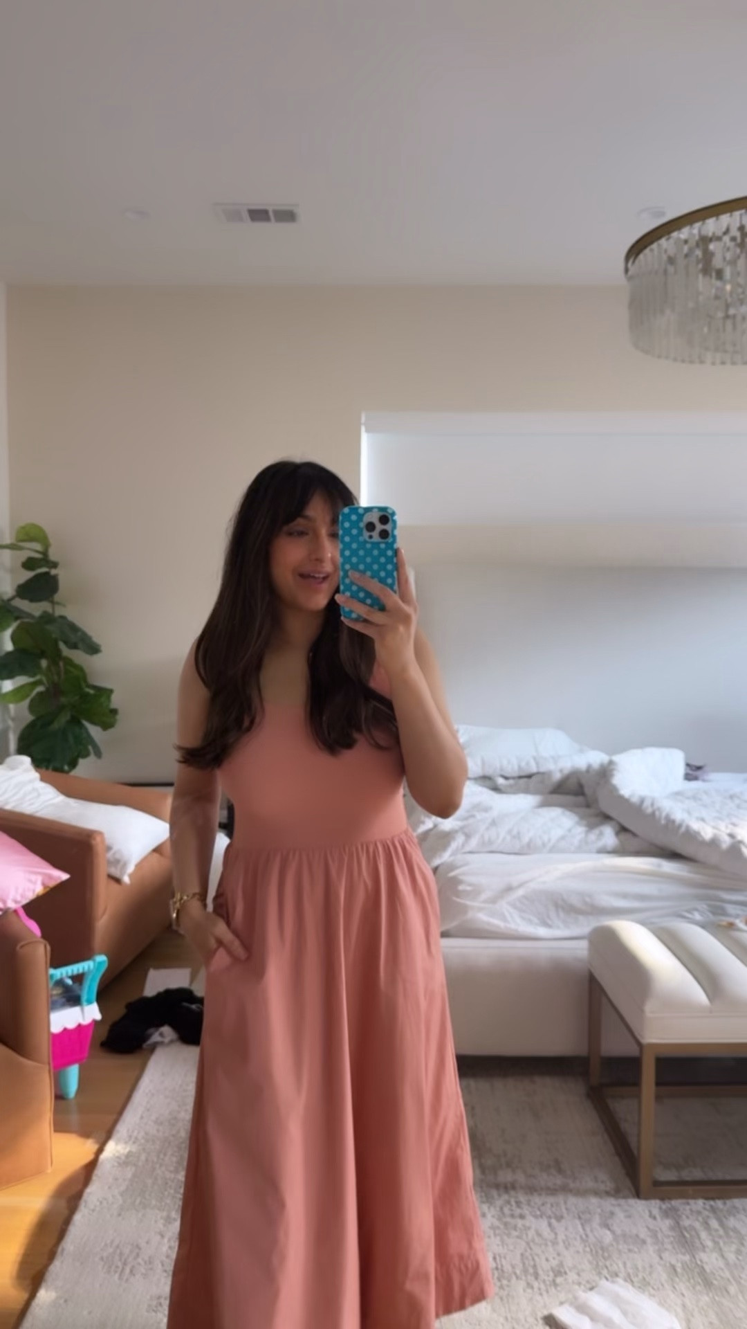 Wearing a size small in the dress!