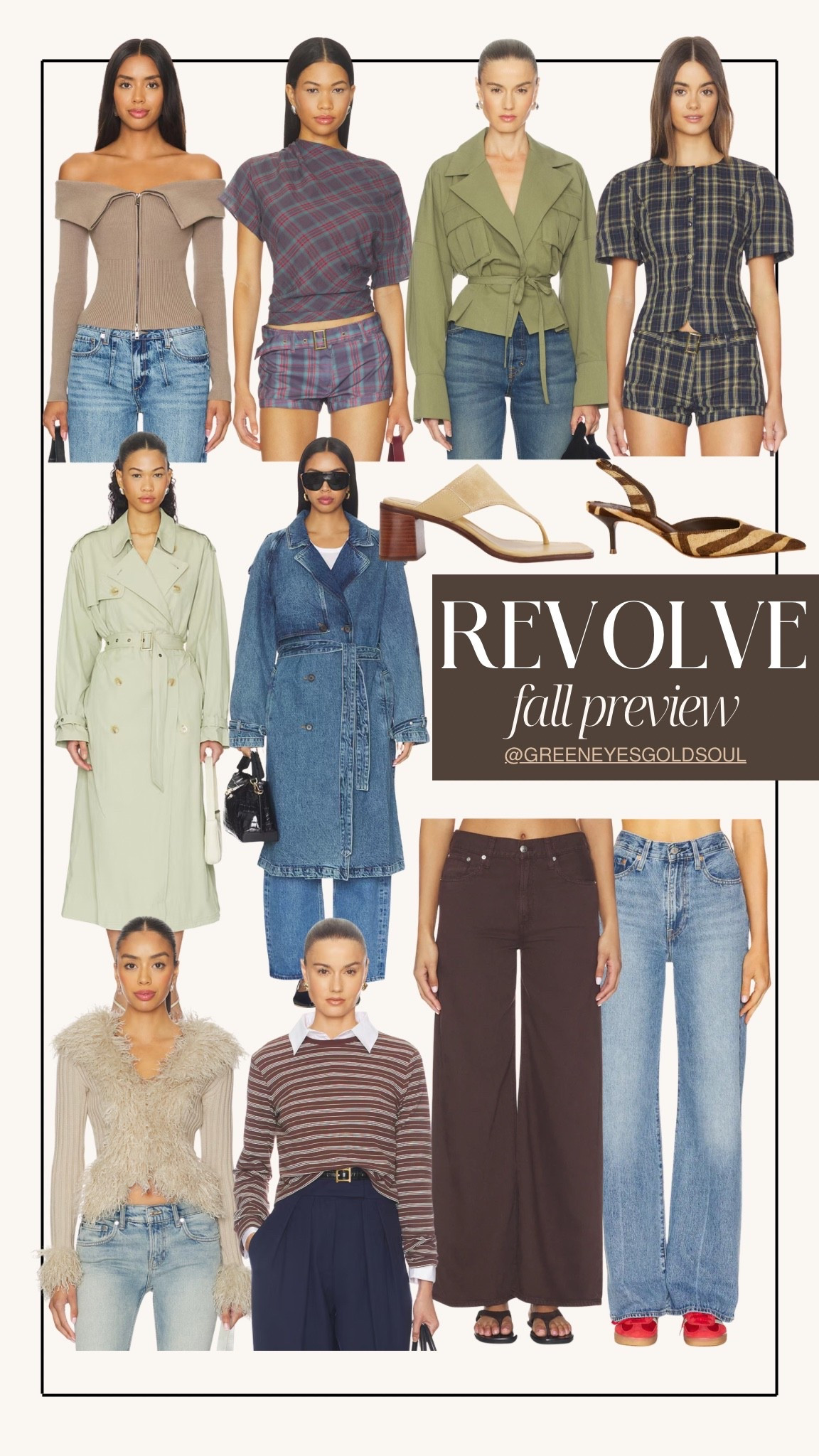 Revolve fall preview 🤎🍂 So many good pieces for transitioning into fall right now. Plaid tops, denim, lightweight jackets, chocolate brown, statement knits + shoes that work now and later.

Revolve fall preview, Revolve fall fashion, Revolve new arrivals, fall outfit ideas, fall fashion 2026, fall wardrobe, fall transition outfits, transitional fall style, early fall outfits, plaid fall outfit, fall tops, fall jackets, denim trench coat, trench coat outfit, fall denim, wide leg jeans, chocolate brown jeans, brown denim, fall shoes, kitten heel slingbacks, fall sandals, fall layering pieces, preppy fall style, elevated casual outfits, everyday fall outfits, designer fall fashion, women’s fall fashion, fall trends 2026

#Revolve #RevolveFashion #FallFashion #FallOutfits #FallStyle #FallTrends #FallWardrobe #FallOutfitIdeas #TransitionalStyle #RevolveFinds

#LTKSeasonal #LTKootd #LTKWorkwear