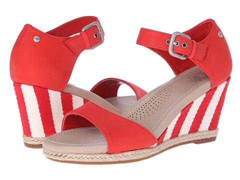 UGG Atasha Stripe (Tomato Soup Nubuck) Women's Sling Back Shoes | 6pm