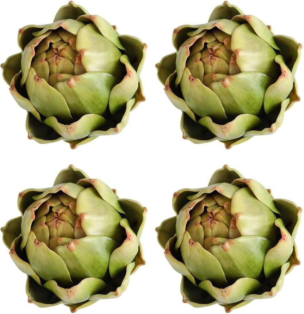 Large Green Artificial Artichokes Fruits - Fake Fruits and Realistic Vegetables for Kitchen Bowl ... | Amazon (US)