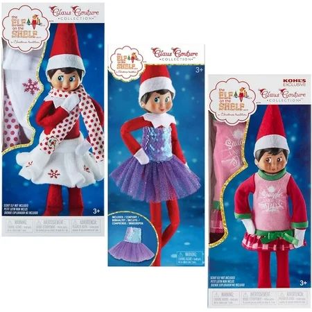 The Elf on The Shelf Claus Couture 3-Pack: Sugar Plum Dress Snowflake Skirt & Scarf Starry Night-Gow | Walmart (US)