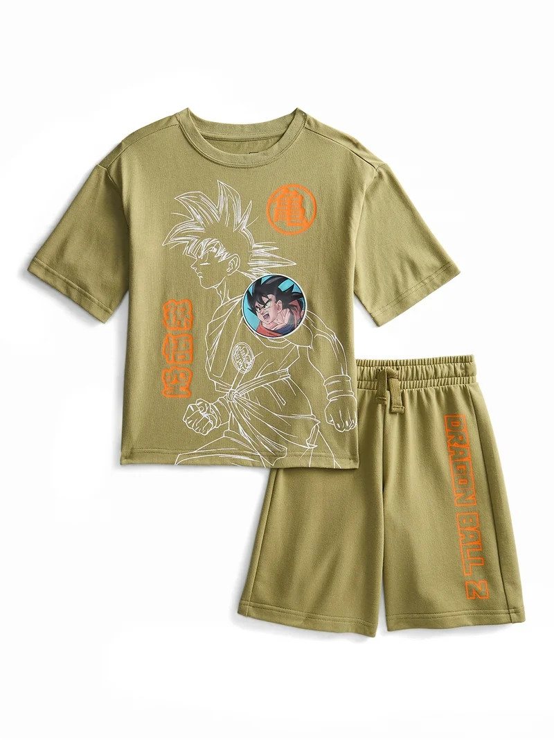 Dragon Ball Z Boys Graphic Tee and Fleece Shorts Set, 2-Piece, Sizes 4-16 | Walmart (US)