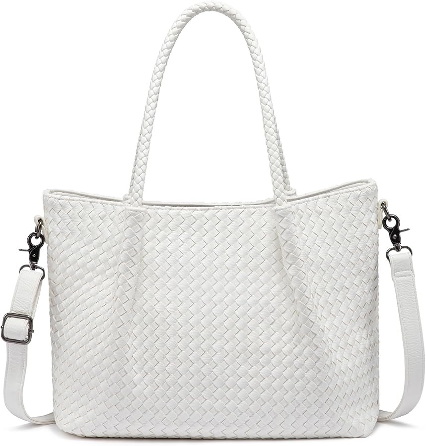 LOVEVOOK Woven Purse for Women Fashion Vegan Leather Tote Bag Womens Large Woven Bag for Summer B... | Amazon (US)
