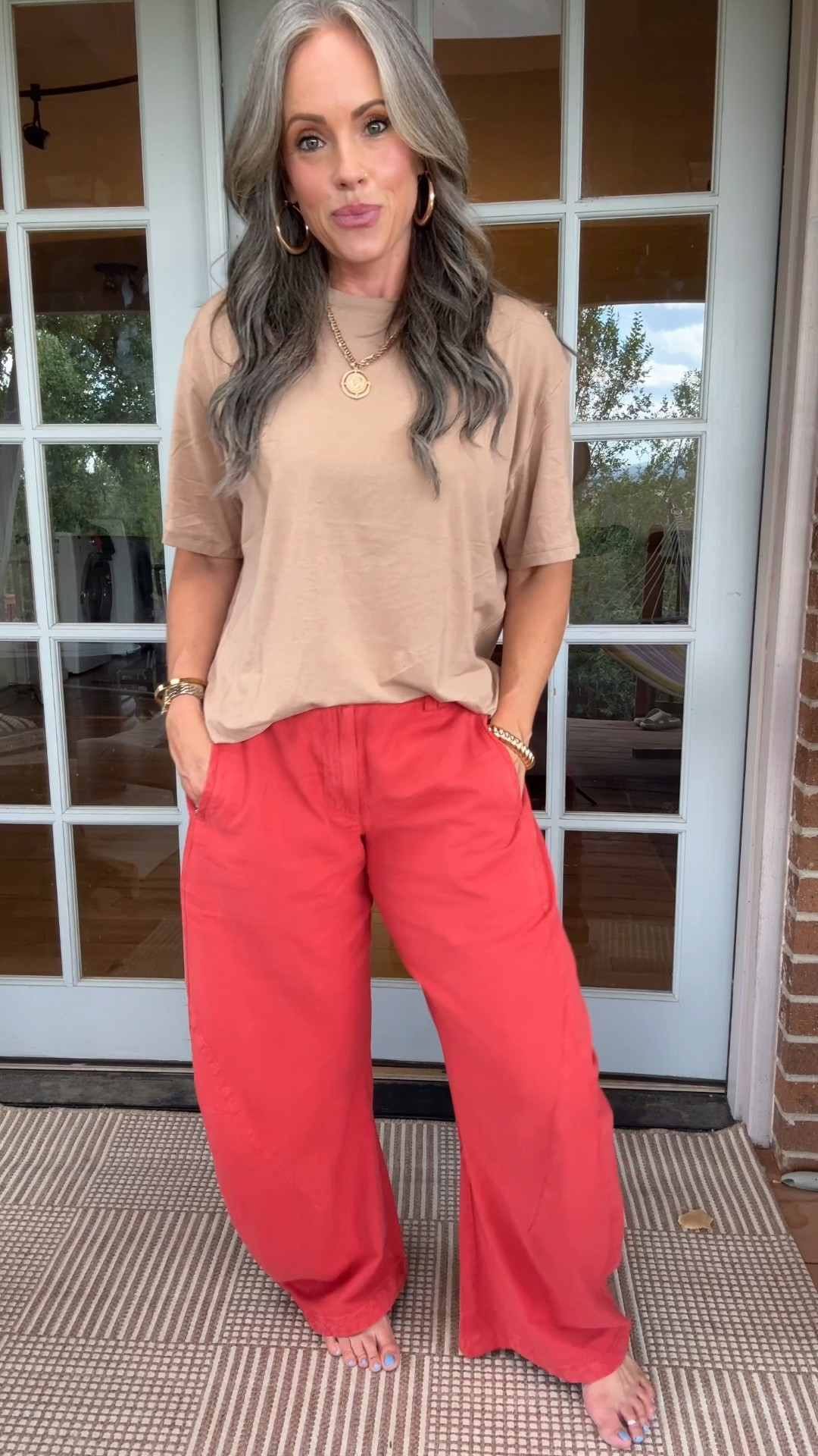 Size 4 in the pants, they run tts 
The shirt comes as a set, I sized up to a large! It’s a skims dupe set, it’s so soft!! #freepeople #skimsdupe #barrelpants #summerpants #momstyle #

#LTKmomlife #LTKootd #LTKOver40