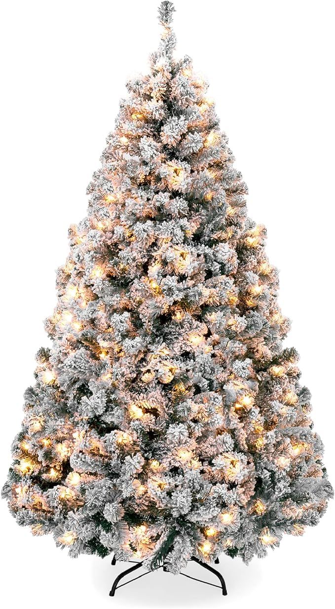 Best Choice Products 9ft Pre-Lit Snow Flocked Artificial Holiday Christmas Pine Tree for Home, Of... | Amazon (US)