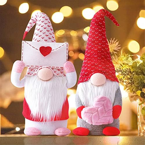 Valentine's Day Gnomes Plush Decor, 2Pcs Valentine Gnomes Plush Mr & Mrs Handmade Tomte Swedish G... | Amazon (US)