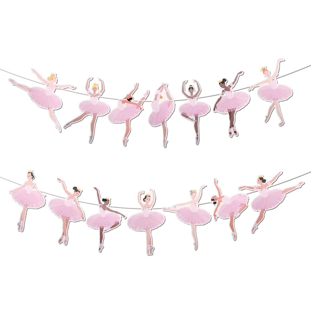 2pcs Ballet Dancer Banners, Pink Ballerina Party Decorations Pre-Strung Ballet Girl Dancing Hangi... | Amazon (US)