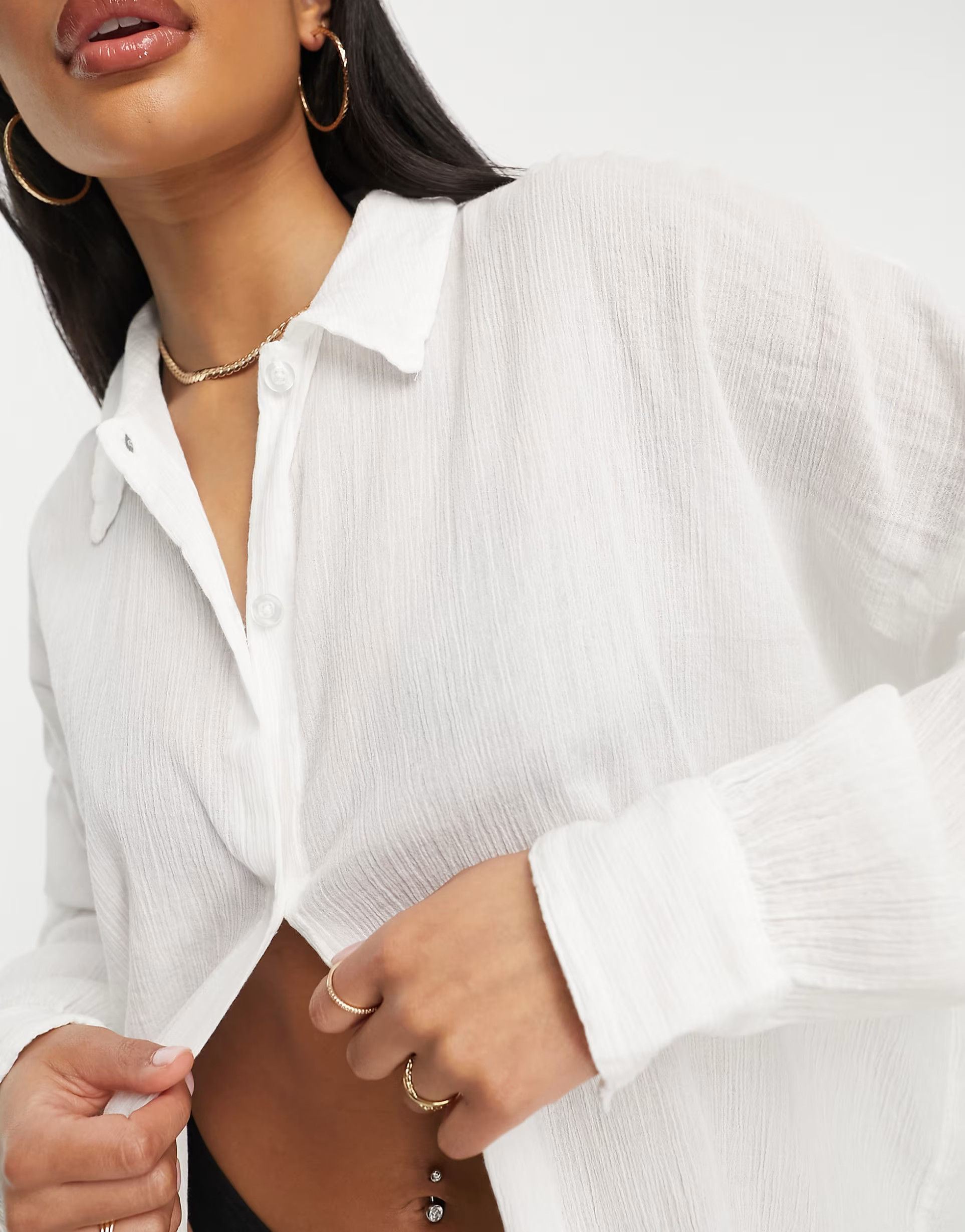 ASOS DESIGN crinkle beach shirt in white | ASOS (Global)