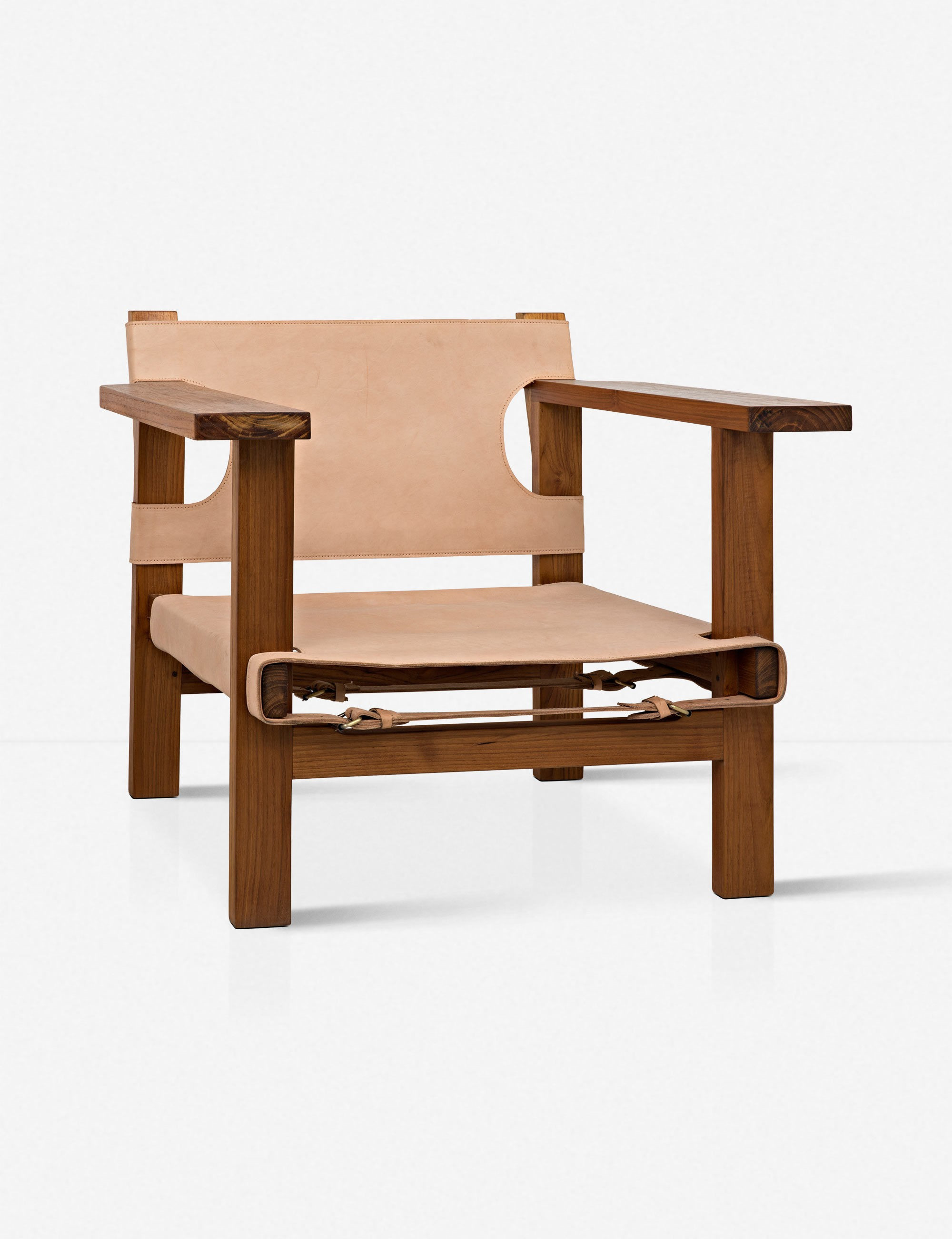 Inya Leather Chair, Teak | Lulu and Georgia 