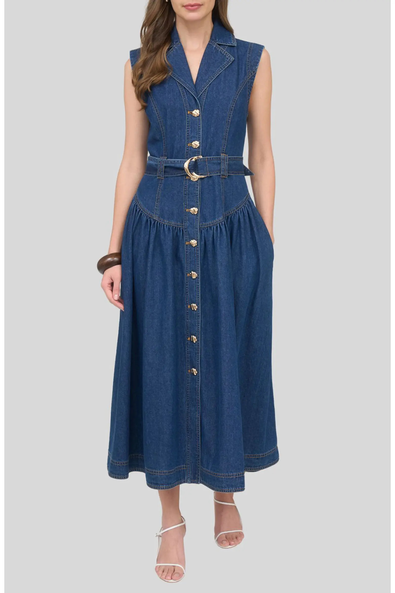 Belted Sleeveless Denim Maxi Dress (Women) | Nordstrom | Nordstrom