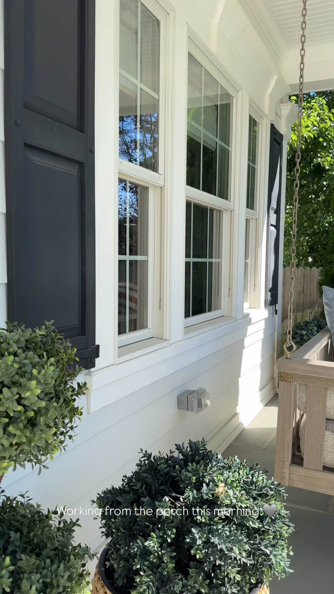 Summer front porch loading….. our porch swing was one of the best purchases we ever made for our home. We sit here daily (mornings are my favorite!) Also linking our woven planters, boxwood, topiaries and throw pillows!

#LTKSeasonal #LTKHome #LTKvlog