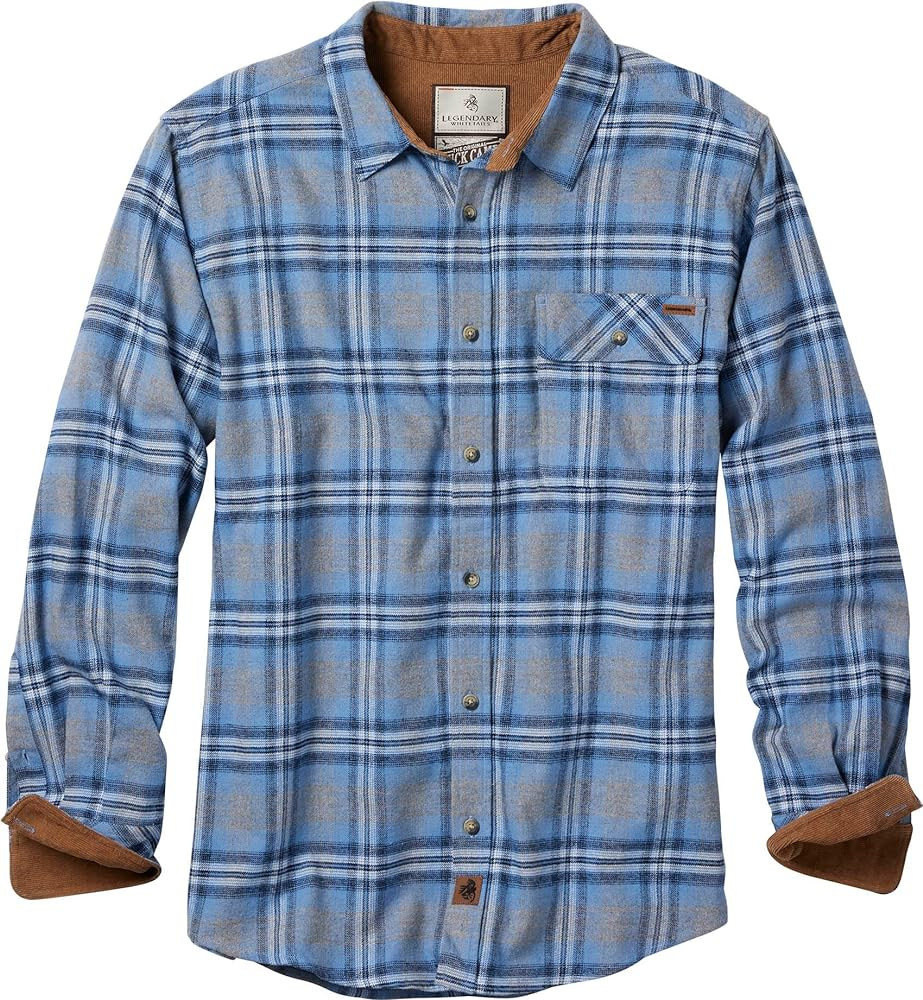 Legendary Whitetails Men's Buck Camp Flannel, Long Sleeve Plaid Button Down Casual Shirt, Corduro... | Amazon (US)