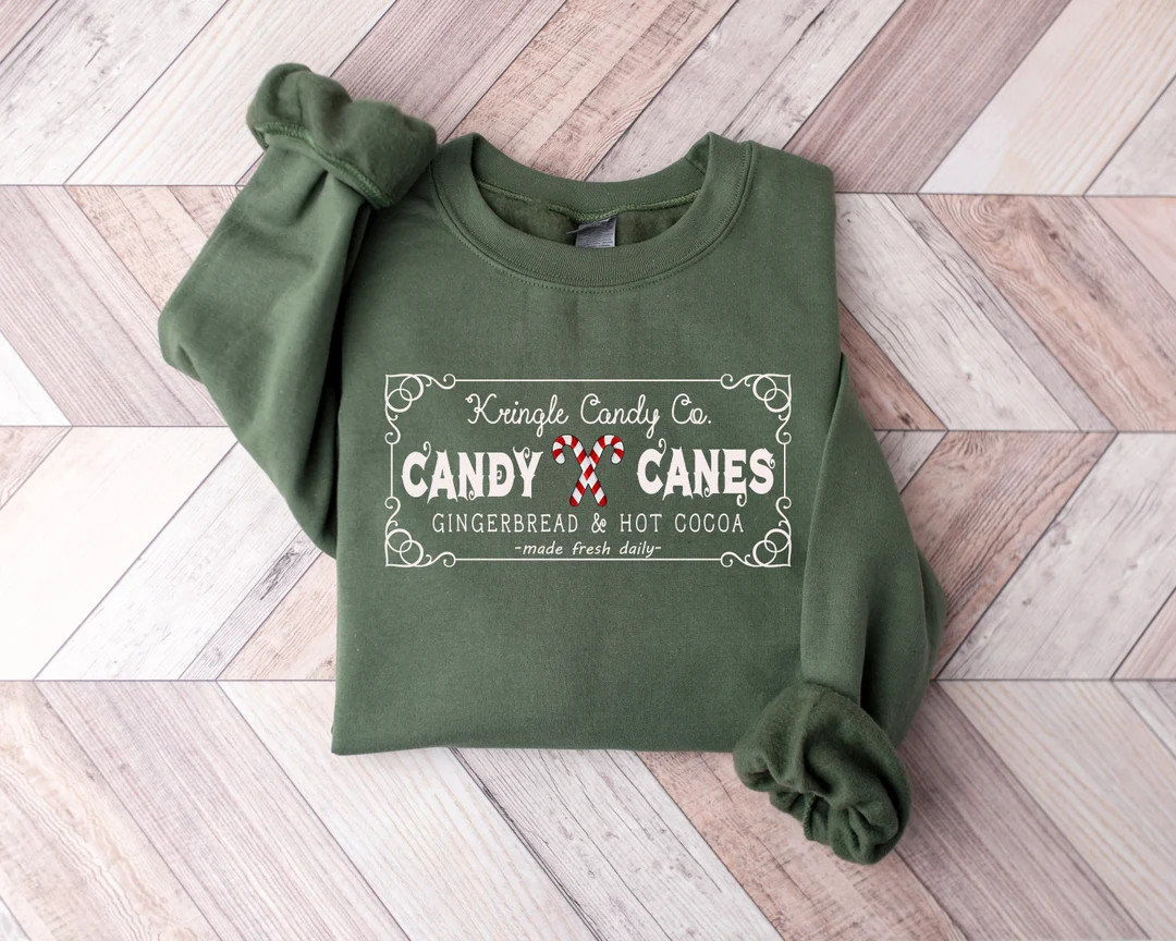 Vintage Christmas Sweatshirt, Kringle Candy Co. Shirt, Christmas Candy Sweatshirt, Candy Cane Shirt, | Etsy (US)
