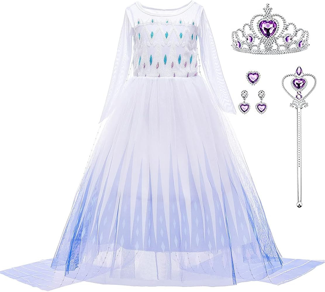 Elsa Costume for Girls Princess Elsa Dress Toddler Kids Halloween Cosplay Birthday Party Outfit W... | Amazon (US)