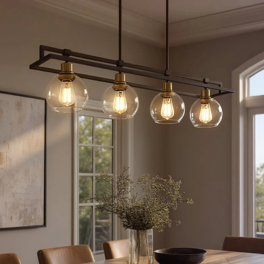 UQL4030 Utilitarian Chandelier 10''H x 40''W, Dark Bronze Finish, Preston Collection | Urban Ambiance, Inc.