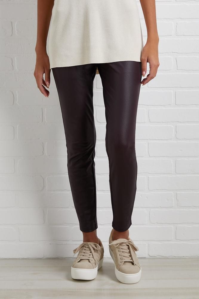 faux leather say never leggings | Versona