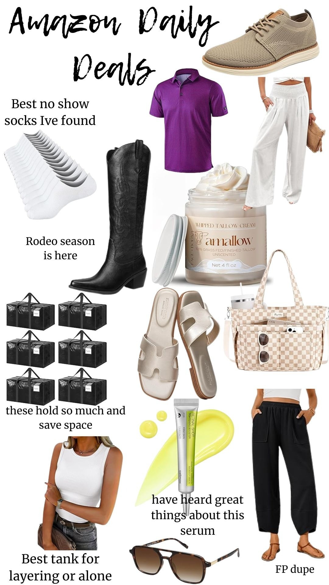 Amazon Daily DealsMens, women, cowboy boots, boots, beef tallow, packing g vibes, linen pants, no show socks, face serum, beauty finds, beach looks, slides, shoe lover, totes, beach bags, work bags, fp dupe, barrell pants, sunnies, tanks, layering pieces, golf shirts, sales, deals, sale alert, 

#LTKMens #LTKSaleAlert #LTKselfcare