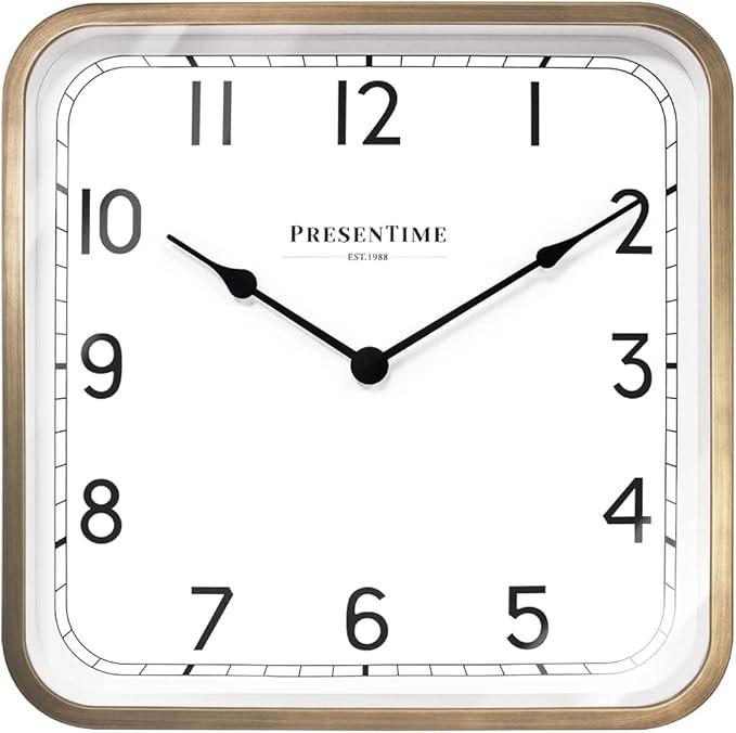 Presentime & Co. 16" Anton Vintage Square Clock, Silent No Ticking, Wall Art and Timepiece for Ho... | Amazon (US)