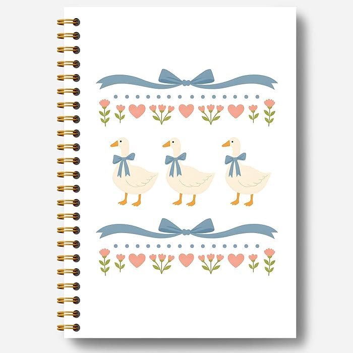 Guymn Coquette Blue Bow Goose Notebook, Groovy Aesthetic Floral Goose Journal for Kids Girls, Gee... | Amazon (US)