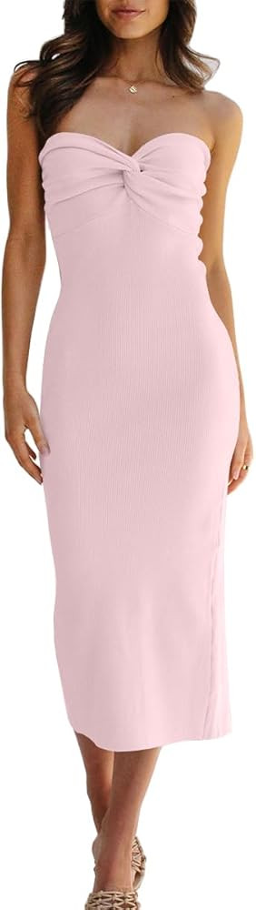 Amazon.com: LILLUSORY Women 2025 Summer Spring Corset Bodycon Midi Vacation Sun Dresses Sexy Baby... | Amazon (US)