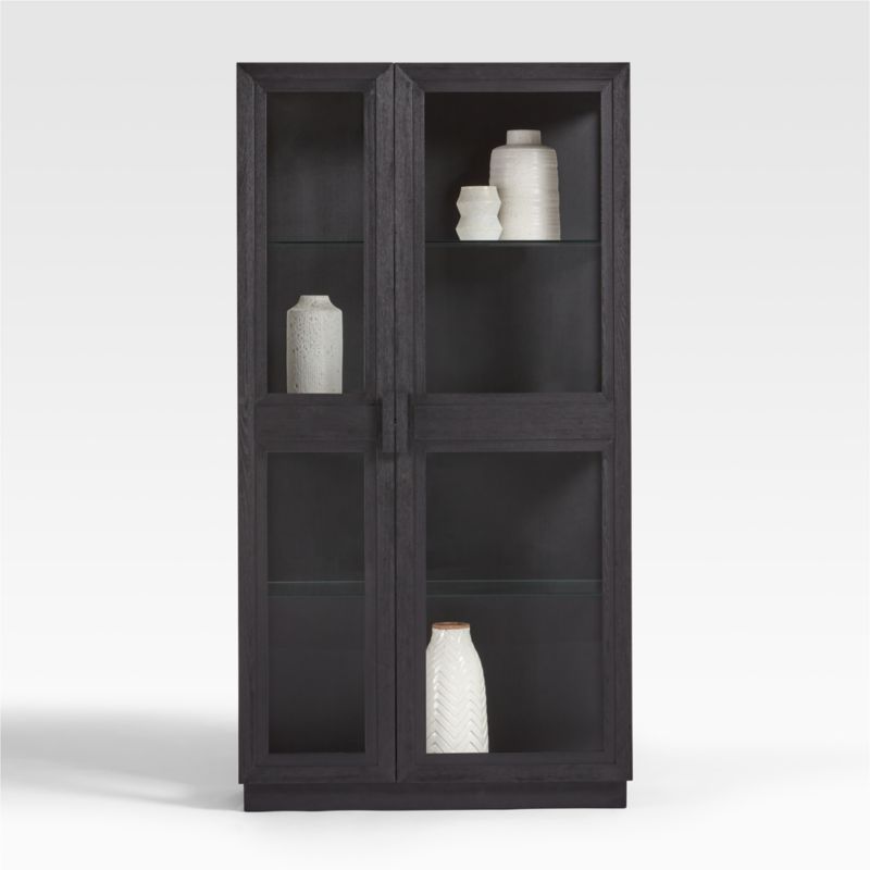 Calypso Glass and Charcoal Ebonized Wood Storage Cabinet + Reviews | Crate & Barrel | Crate & Barrel