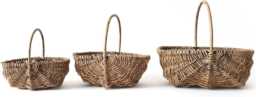 3 PCS Picnic Basket Natural Solid Wicker Storage Basket Fit Garden and Home Decor, Rustic Willow ... | Amazon (US)