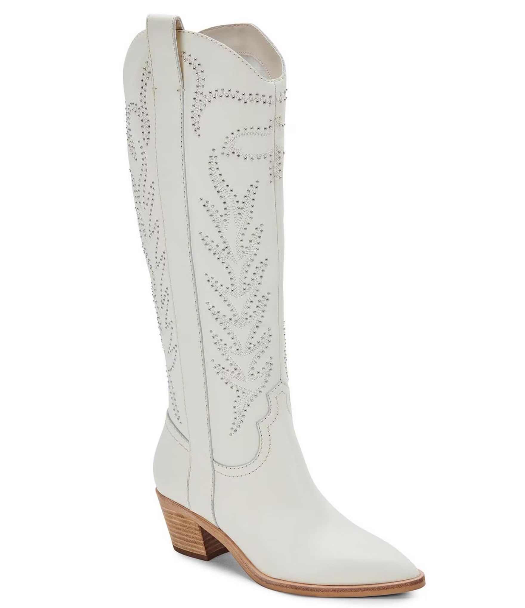 Solei Studded Leather Western Inspired Tall Boots | Dillard's