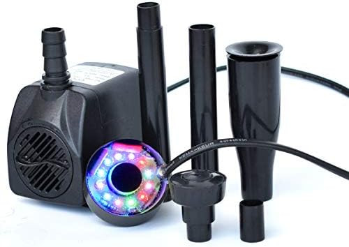 COODIA 15W 200GPH (750L/H)Submersible Pump Fountain with 12 RGB Color led Light Flow Adjustable, ... | Amazon (US)