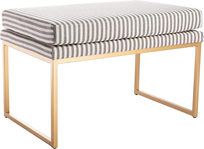 Wovenbyrd 30.5-Inch Wide Decorative Pillowtop Ottoman Footstool, Gray Stripe Fabric | Amazon (US)