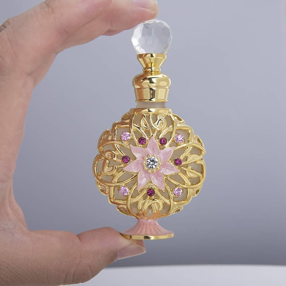 YU FENG Jeweled Flower Perfume Bottles Empty Vintage Decorative Fancy Crystal Glass Perfume Bottl... | Amazon (US)