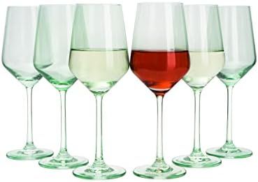 Set of 6 Colored Wine Glasses - 12 oz Hand Blown Italian Style Crystal Bordeaux Wine Glasses - Pr... | Amazon (US)