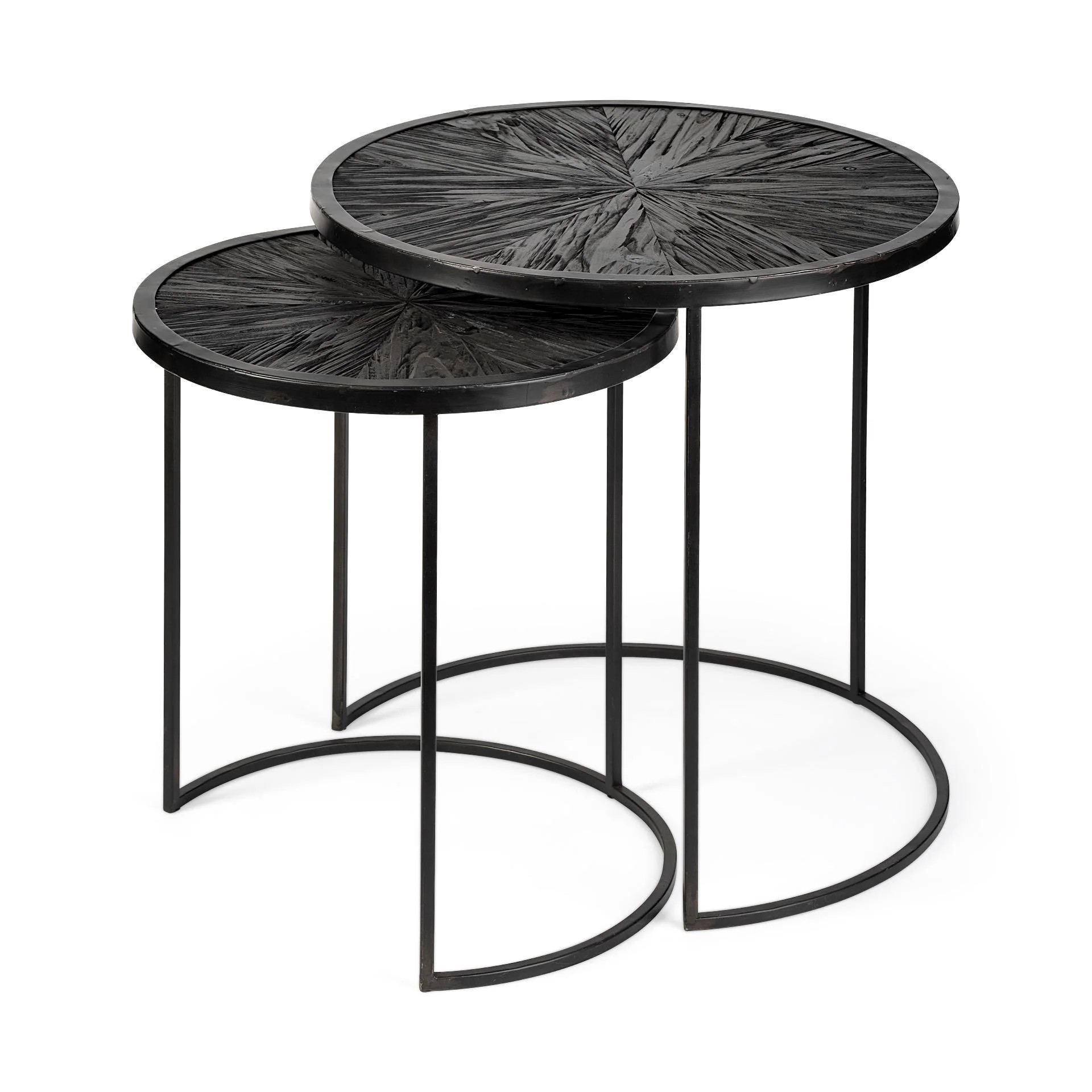 Slickblue Set of 2 Black Round Nesting End Tables with Iron Base for Living Room Sofa Side or Bedroom one_size | D-HR-380716 | Lowe's