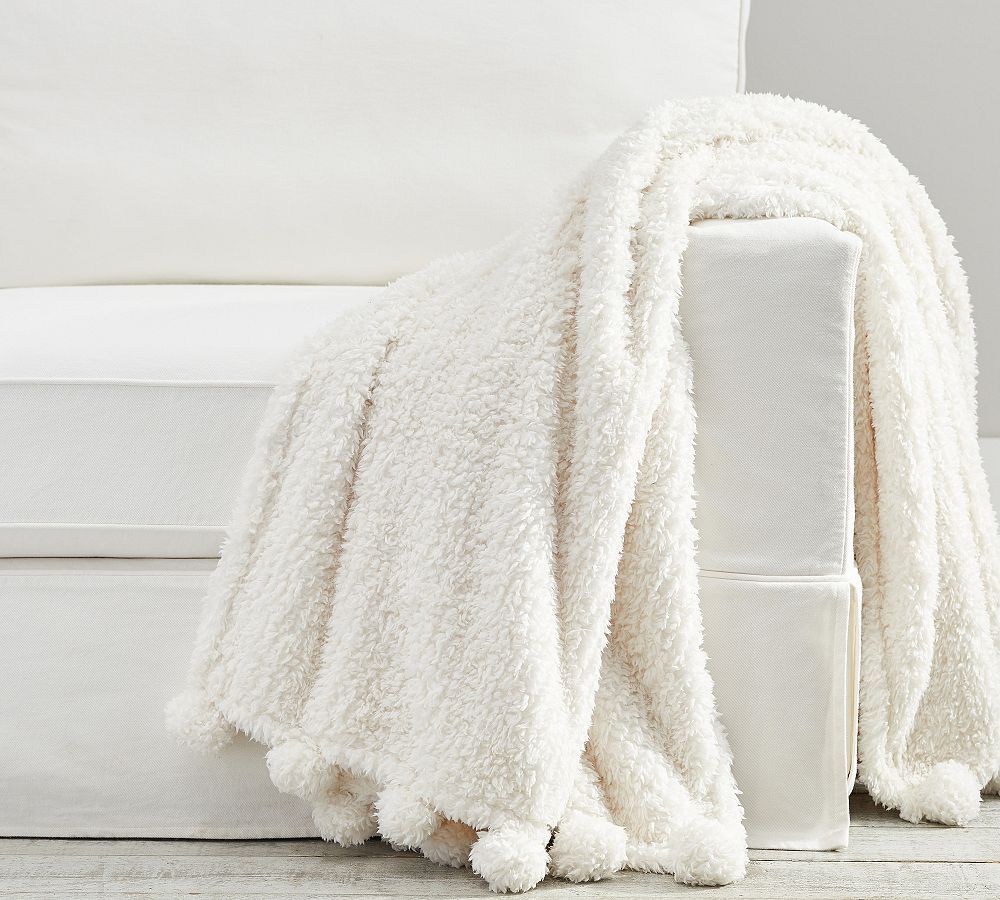 Cozy Pom Pom Sherpa Throw | Pottery Barn (US)