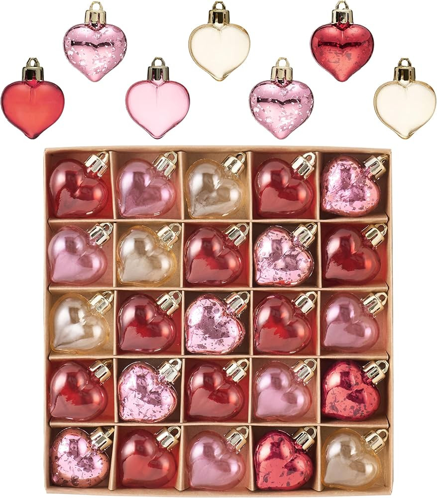 Valery Madelyn 25Pcs Valentine's Day Heart Shaped Ornaments Gift Pack, Valentines Craft Heart Dec... | Amazon (US)