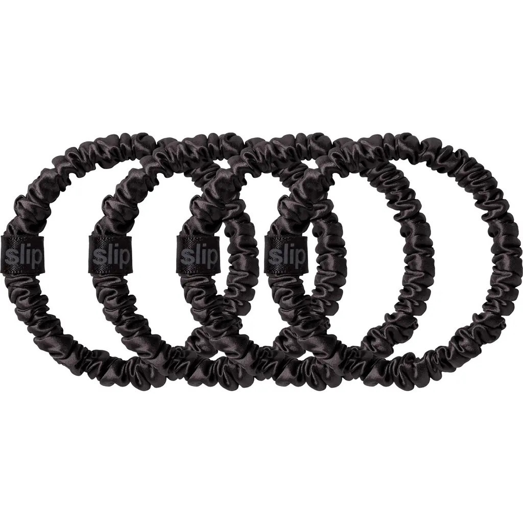 slip Pure Silk 4-Pack Skinny Scrunchies: Back to Basics Collection in Black at Nordstrom | Nordstrom