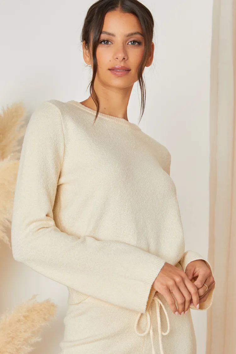 Cozy All Over Cream Textured Pullover Sweater | Lulus (US)