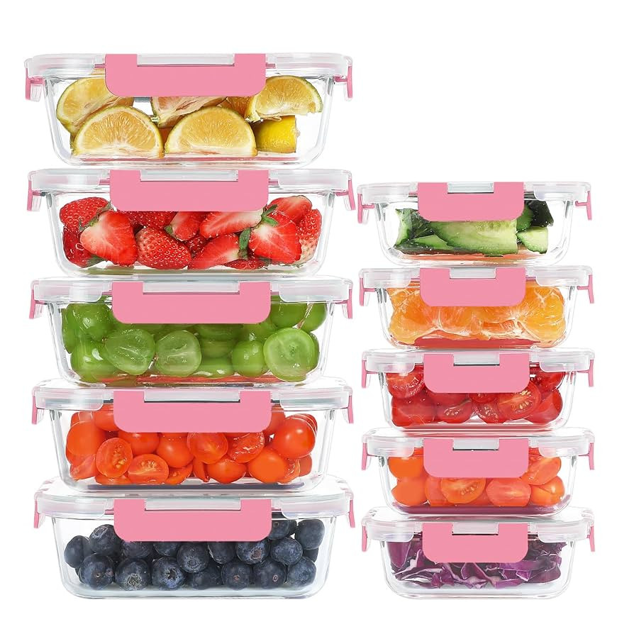 10 Pack Glass Food Storage Containers, Meal Prep Containers with Lids, Airtight Glass Lunch Boxes... | Amazon (US)
