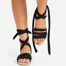 Tie Leg Strappy Flat Sandals | ROMWE