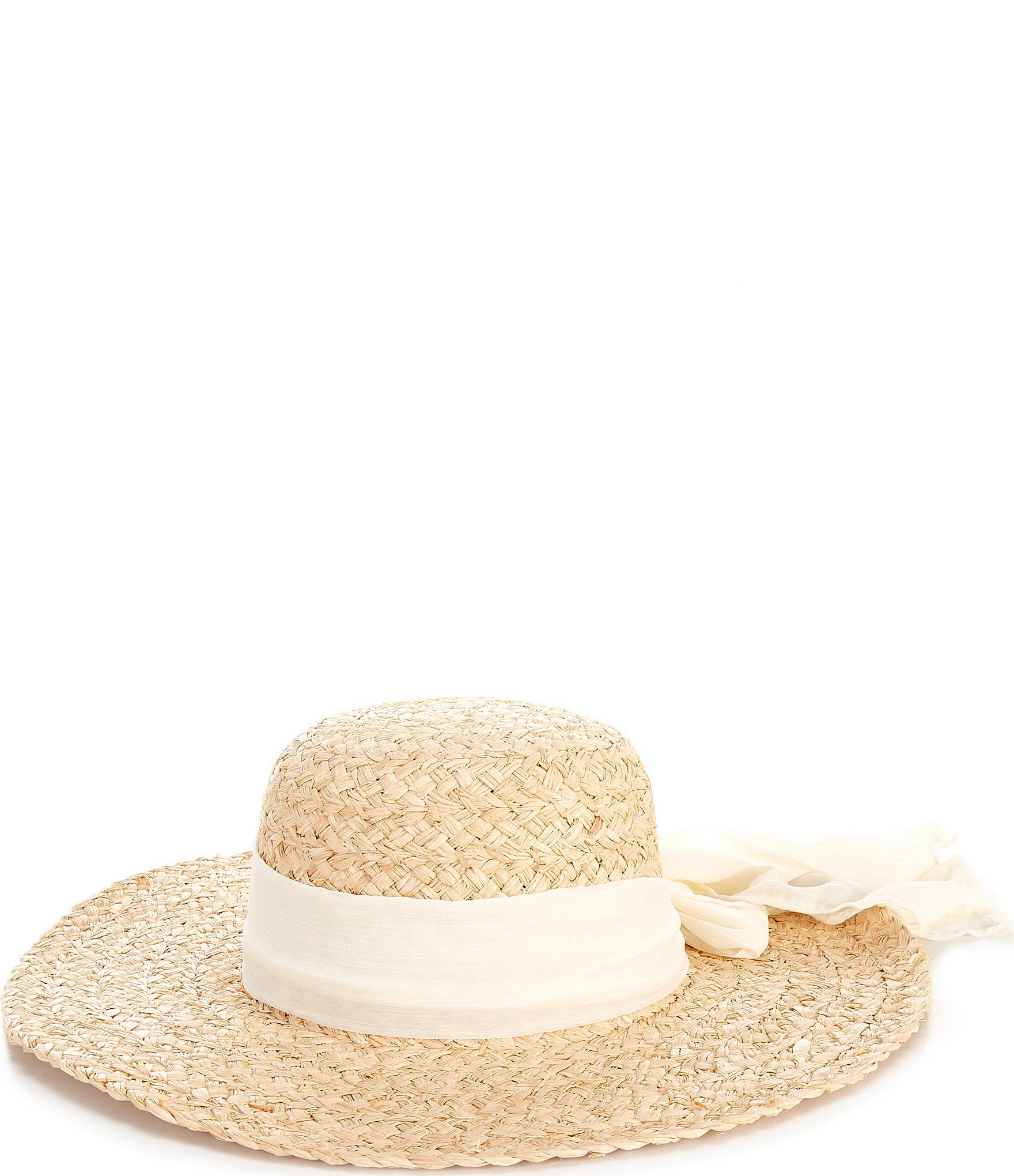 Natural Raffia Straw Scarf Floppy Hat | Dillard's