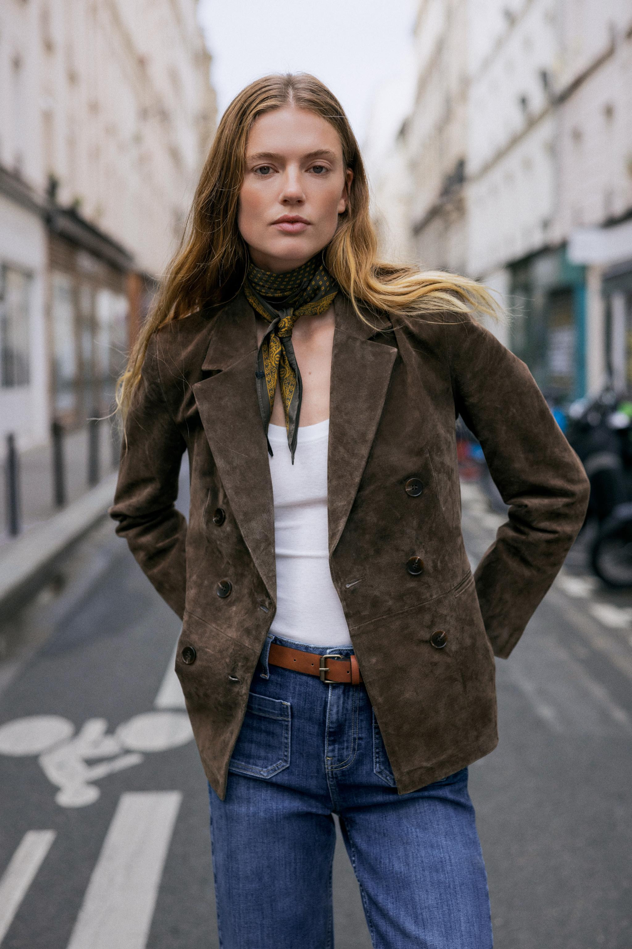 100% LEATHER DOUBLE BREASTED BLAZER | Zara US