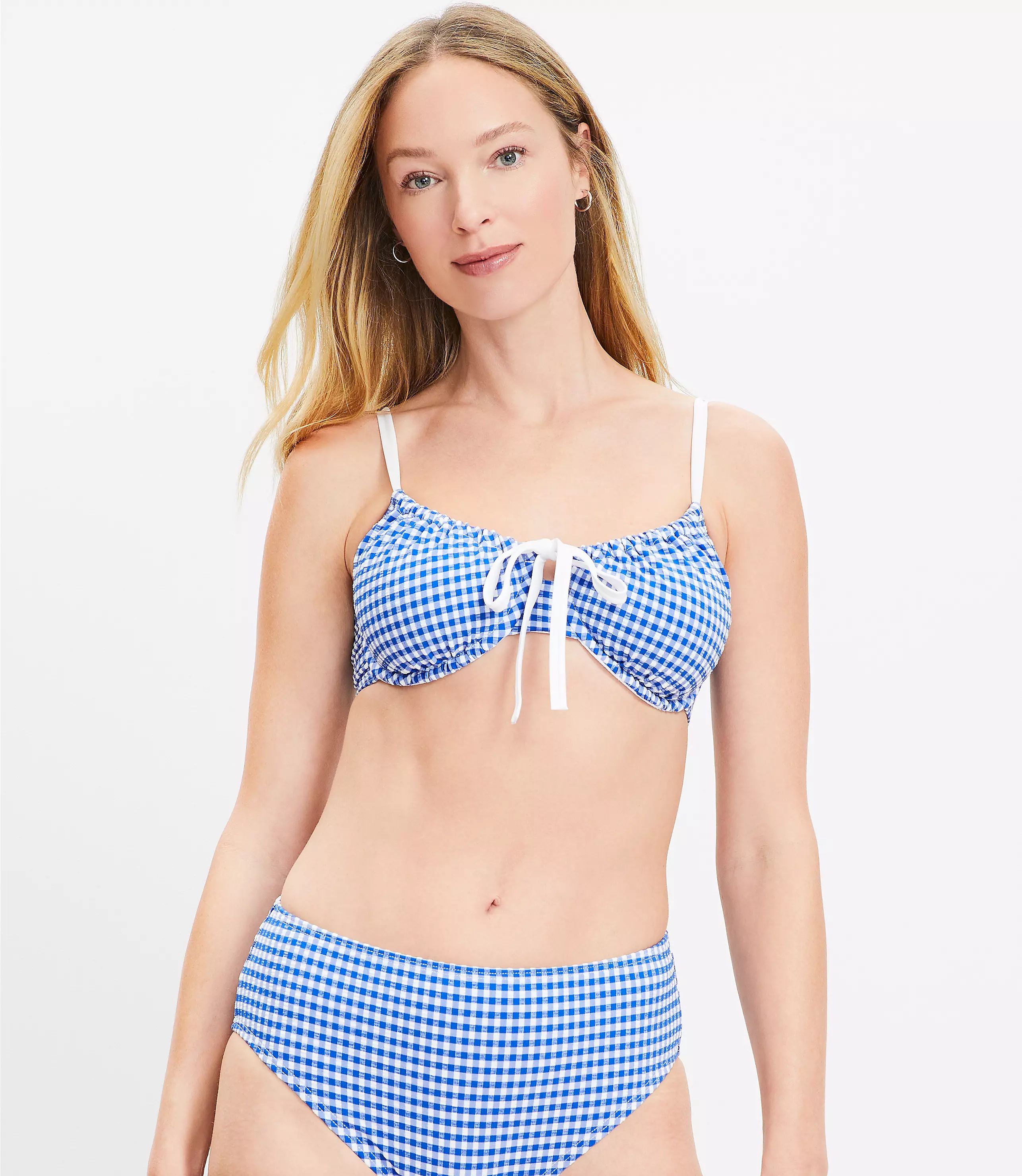 LOFT Beach Gingham Front Tie Underwire Bikini Top | LOFT