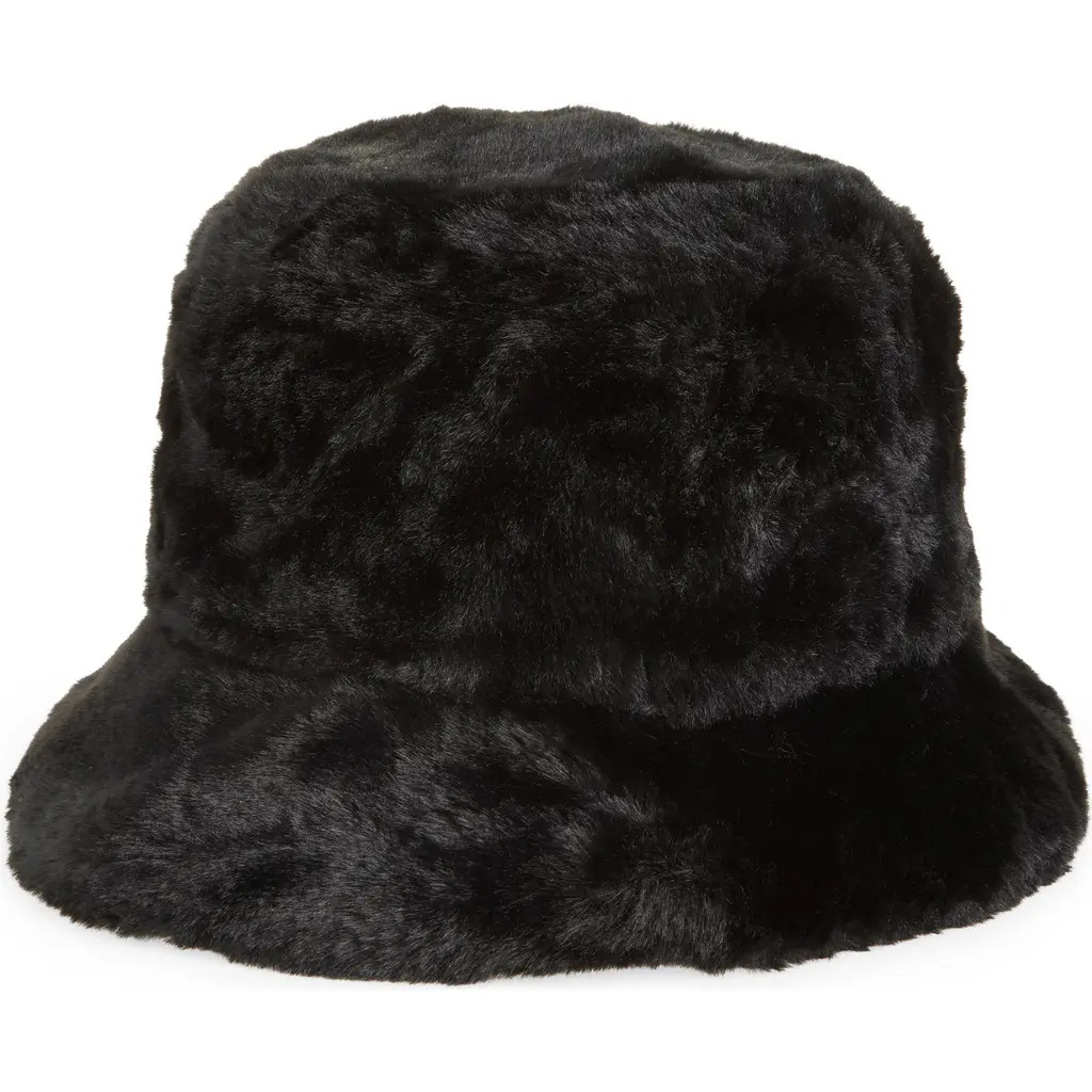 Tasha Faux Fur Bucket Hat in Black at Nordstrom Rack | Nordstrom Rack